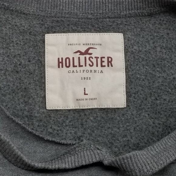 Hollister Sweatshirt Womens L Gray Cut Out Embroidered Chill Vibes Palms - Picture 4 of 11
